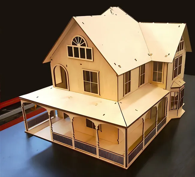 Miniature wooden house model E1000135 free download vector file Laser cut and CNC cut wood