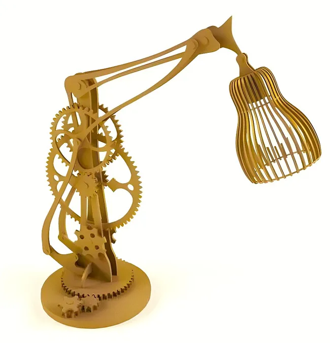 Table lamp with gear structure E1000095 free download vector file Laser cut and CNC cut wood