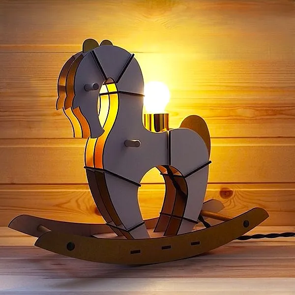 Wooden horse lamp E1000107 free download vector file Laser cut and CNC cut wood