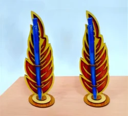 Bird feather pen holder stand office E1000250 free download vector files Laser cut and CNC cut wood