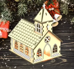 Christmas church E1000203 free download vector files Laser cut and CNC cut wood