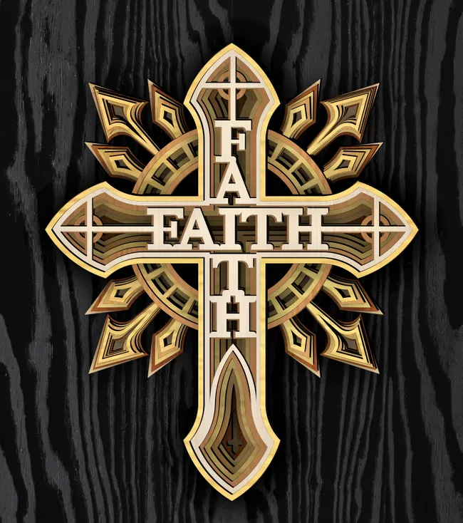 Faith Cross E0023333 file cdr and dxf pdf free vector download for Laser cut