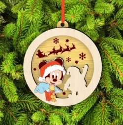 Mickey christmas ball E1000200 free download vector files Laser cut and CNC cut wood