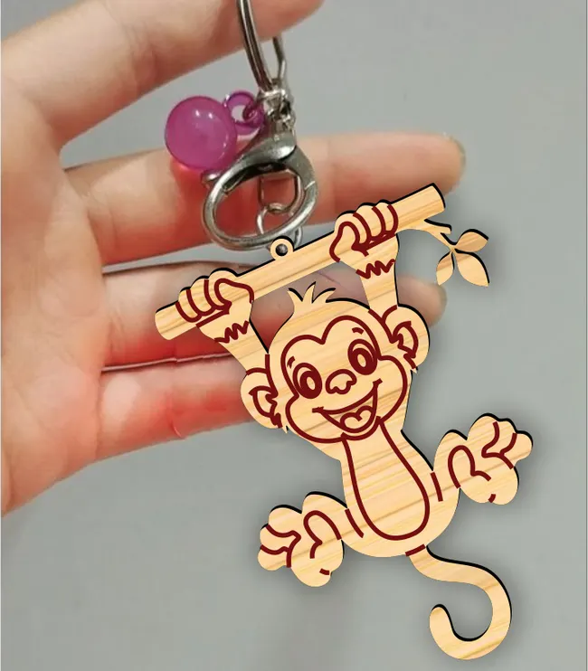 Monkey keychain E0023315 file cdr and dxf pdf free vector download for Laser cut