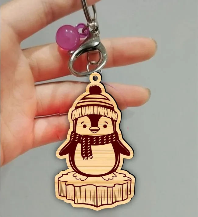 Penguin keychain E1000191 free download vector files Laser cut and CNC cut wood