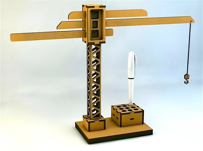 Tower crane pen holder E1000177 free download vector files Laser cut and CNC cut wood