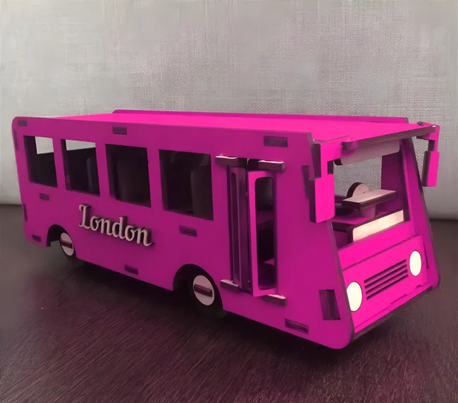 Wooden bus 3d puzzle E1000222 free download vector files Laser cut and CNC cut wood