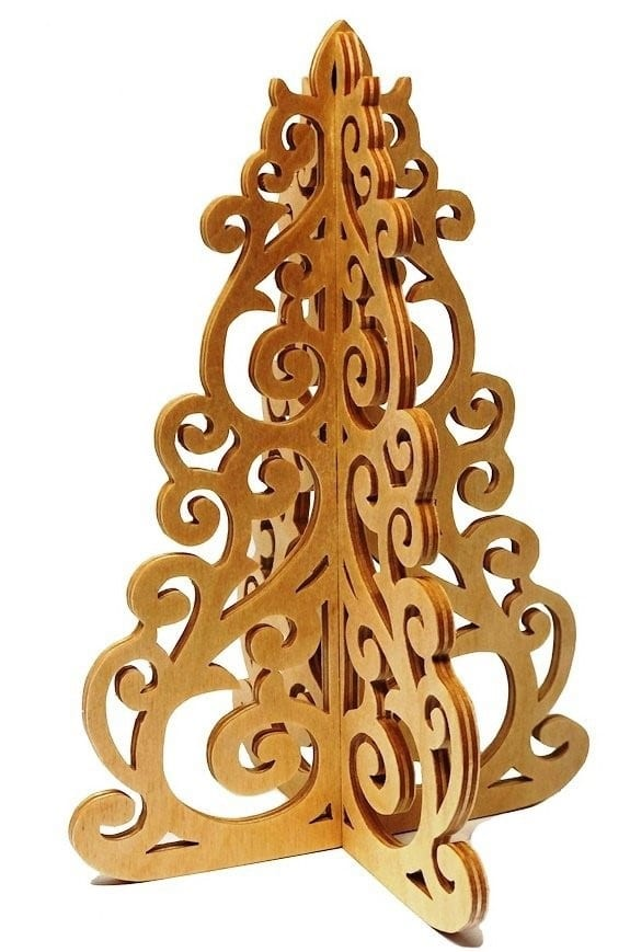 3D Fretwork christmas tree scroll saw pattern S0000318 file cdr and dxf pdf free vector download for Laser cut