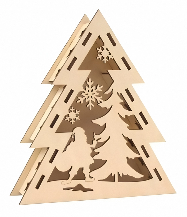 3D Herringbone christmas tree light box S0000319 file cdr and dxf pdf free vector download for Laser cut