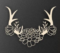 Antler floral E0023389 file cdr and dxf pdf free vector download for Laser cut