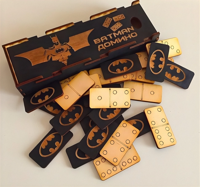 Batman Domino Set with Case Box S0000337 file cdr and dxf pdf free vector download for Laser cut