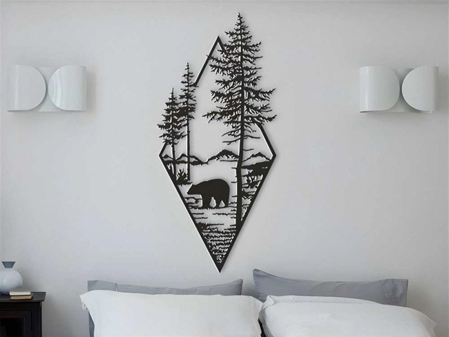 Bear and the forest wall art S0000852 file cdr and dxf pdf free vector download for Laser cut