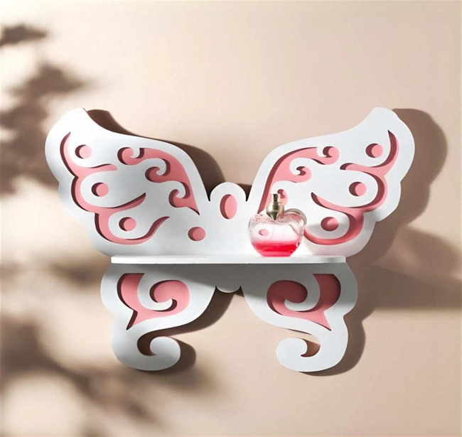 Butterfly wall shelf wall decor S0000861 file cdr and dxf pdf free vector download for Laser cut