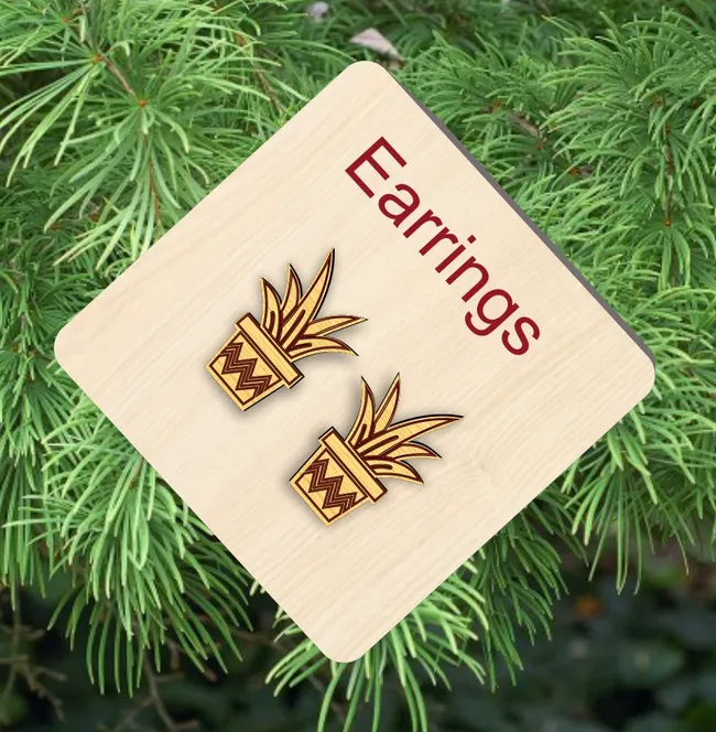 Cactus earrings E0023432 file cdr and dxf pdf free vector download for Laser cut