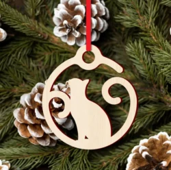 Cat pendant christmas party decoration S0000906 file cdr and dxf pdf free vector download for Laser cut