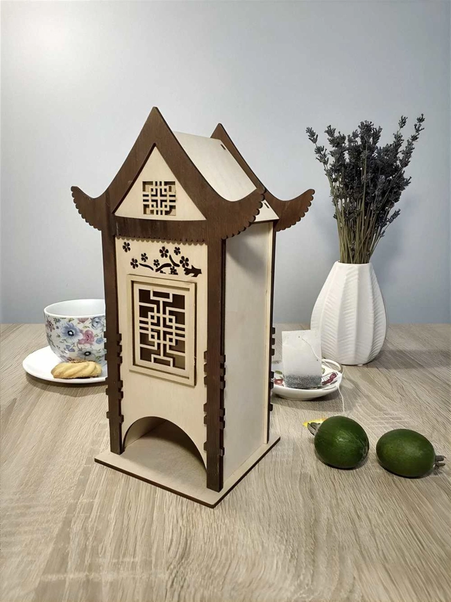 Chinese house tea bag holder S0000912 file cdr and dxf pdf free vector download for Laser cut