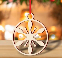 Christmas ball template with snowflake S0000914 file cdr and dxf pdf free vector download for Laser cut