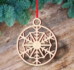 Christmas bauble with snowflake pattern S0000921 file cdr and dxf pdf free vector download for Laser cut