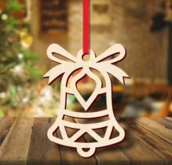 Christmas bell with bow ornament S0000922 file cdr and dxf pdf free vector download for Laser cut