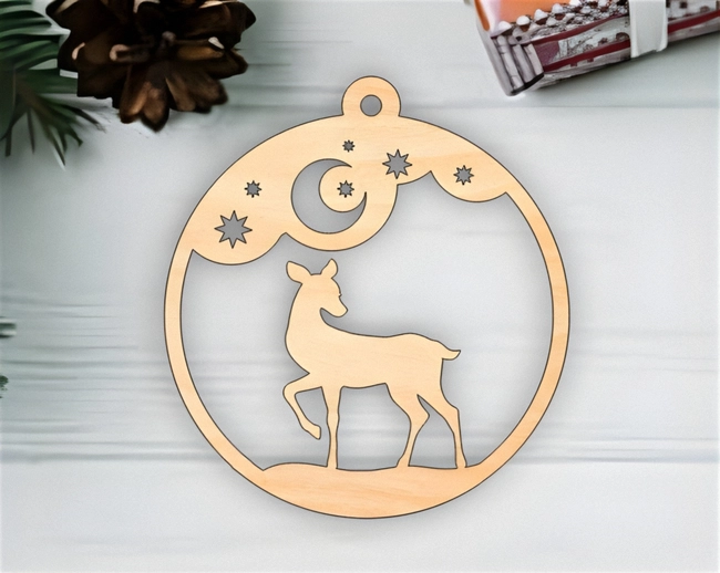 Christmas deer ornament S0000552 file cdr and dxf pdf free vector download for Laser cut