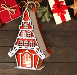 Christmas house E0023395 file cdr and dxf pdf free vector download for Laser cut