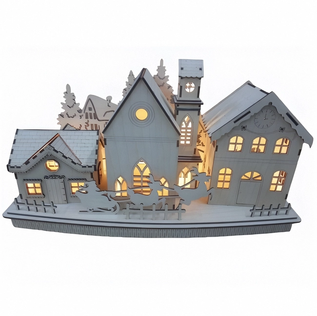 Christmas night decorations - house S0000052 file cdr and dxf pdf free vector download for Laser cut