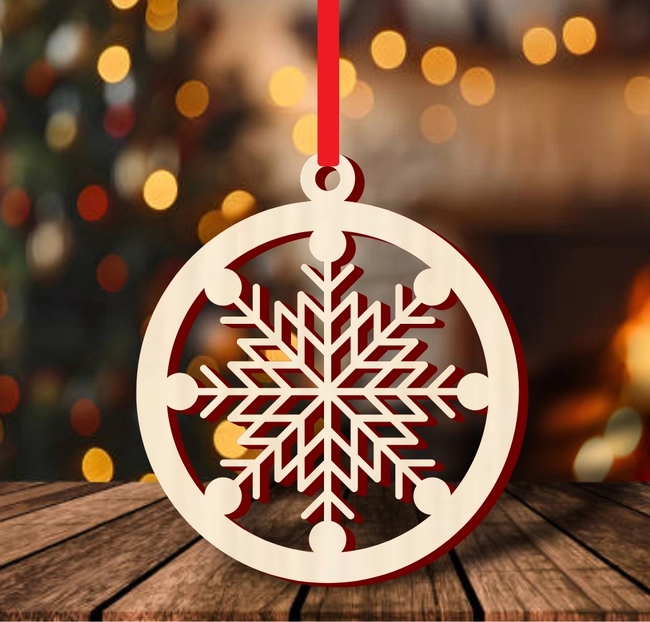 Christmas ornament with snowflake shape vector S0000933 file cdr and dxf pdf free vector download for Laser cut