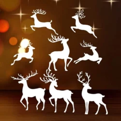 Christmas reindeer window stickers S0000867 file cdr and dxf pdf free vector download for Laser cut