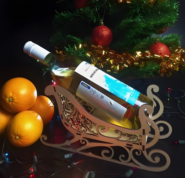 Christmas sleigh wine holder S0000085 file cdr and dxf pdf free vector download for Laser cut