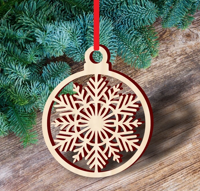 Christmas snowflake ball decoration S0000934 file cdr and dxf pdf free vector download for Laser cut