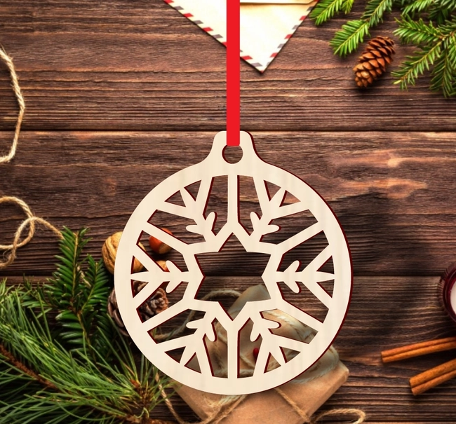 Christmas snowflake bauble S0000937 file cdr and dxf pdf free vector download for Laser cut