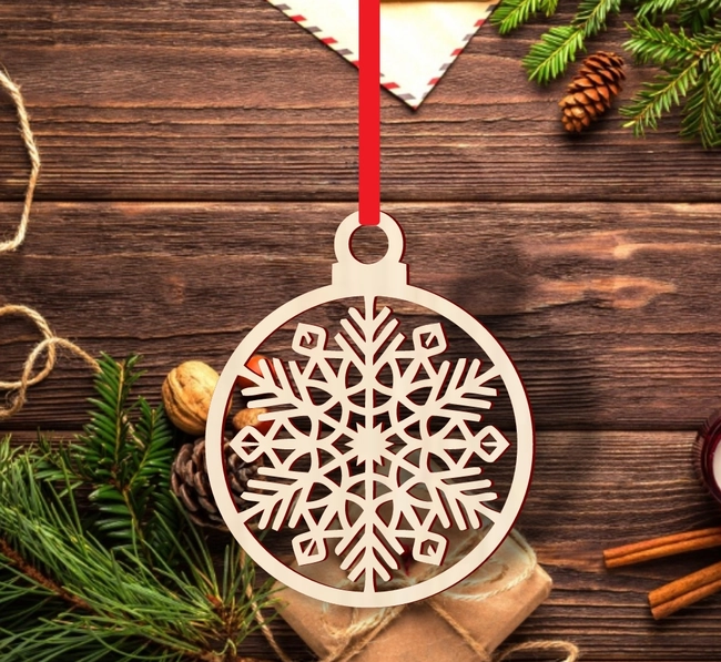 Christmas snowflake tree ornament S0000938 file cdr and dxf pdf free vector download for Laser cut