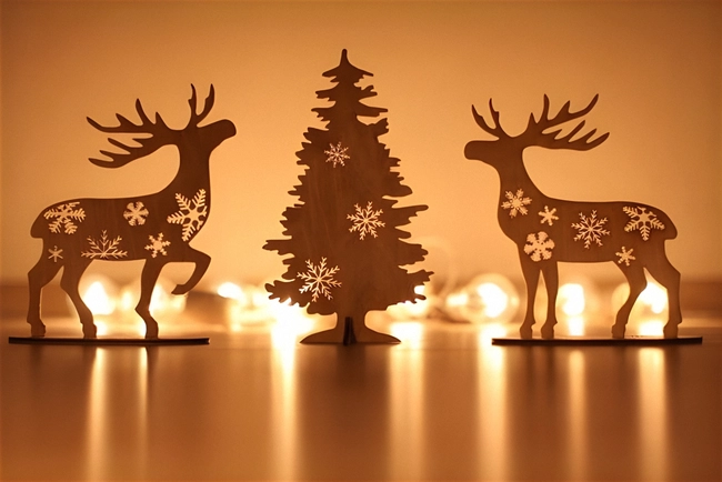 Christmas tree and deer decorations S0000090 file cdr and dxf pdf free vector download for Laser cut