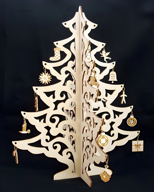 Christmas tree jewelry didplay wood crafts S0000390 file cdr and dxf pdf free vector download for Laser cut