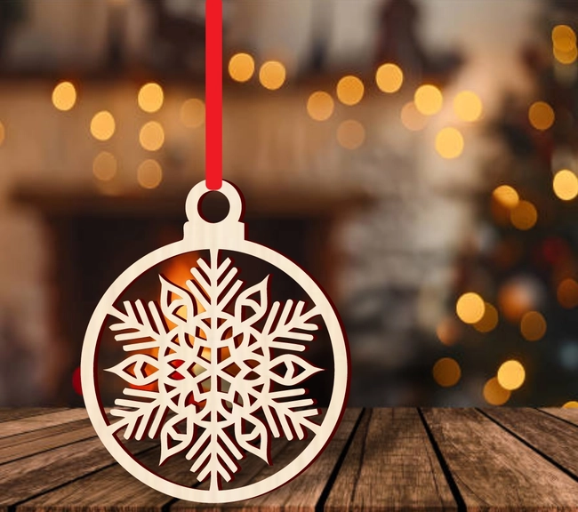 Christmas tree snowflake bauble S0000960 file cdr and dxf pdf free vector download for Laser cut