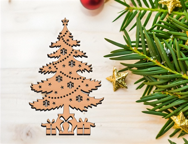 Christmas tree with presents S0000400 file cdr and dxf pdf free vector download for Laser cut