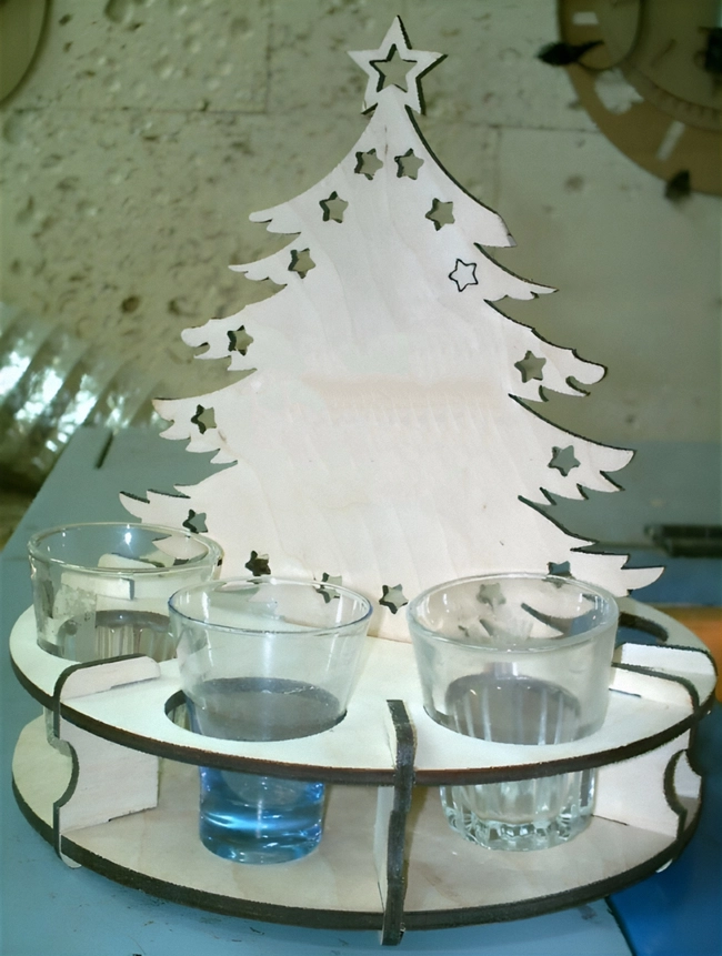 Christmas tree with wineglasses 4mm S0000402 file cdr and dxf pdf free vector download for Laser cut