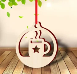 Coffee cup christmas ornament S0000894 file cdr and dxf pdf free vector download for Laser cut