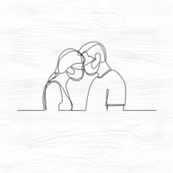 Couple touching heads with mask line art wall decor S0000871 file cdr and dxf pdf free vector download for Laser cut