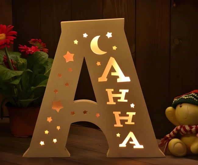 Custom Name LED Night Light Letter A S0000414 file cdr and dxf pdf free vector download for Laser cut