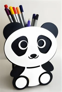 Cute Panda Pen Holder Box for Kids S0000360 file cdr and dxf pdf free vector download for Laser cut