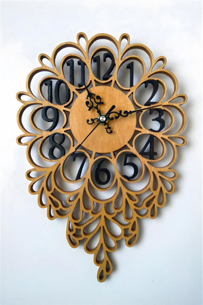 Decorative Wood Wall Clock S0000374 file cdr and dxf pdf free vector download for Laser cut