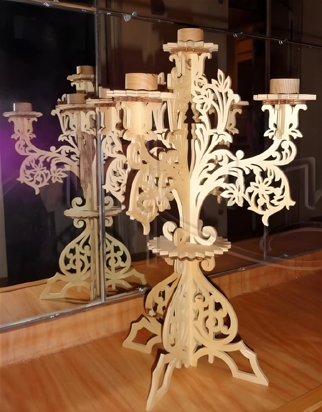 Decorative candlestick centerpiece for 5 candles S0000362 file cdr and dxf pdf free vector download for Laser cut