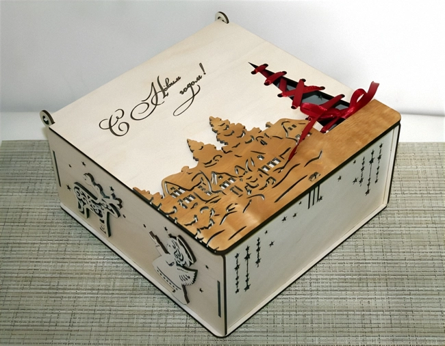 Decorative wooden christmas gift box S0000439 file cdr and dxf pdf free vector download for Laser cut