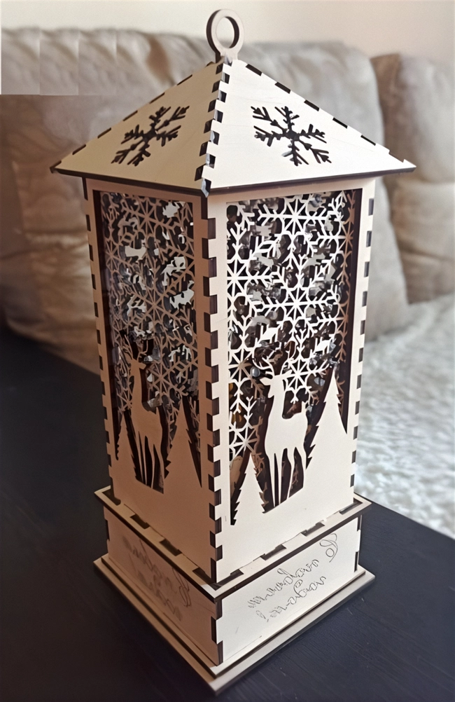 Decorative wooden christmas lantern night light lamp S0000440 file cdr and dxf pdf free vector download for Laser cut