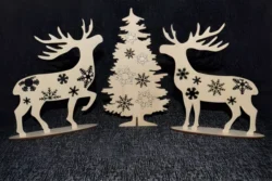 Deer at christmas tree S0000443 file cdr and dxf pdf free vector download for Laser cut