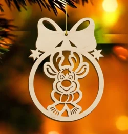 Deer in christmas hanging ball S0000445 file cdr and dxf pdf free vector download for Laser cut