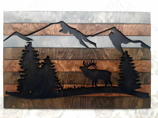 Deer walking in the woods wall art panel S0000875 file cdr and dxf pdf free vector download for Laser cut