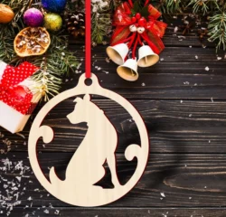 Dog christmas bauble ornament S0000981 file cdr and dxf pdf free vector download for Laser cut