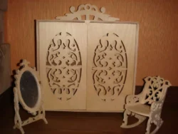 Dollhouse furniture laser cut rotating mirror stand S0000817 file cdr and dxf pdf free vector download for Laser cut